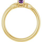 14K Gold Oval Natural Amethyst Youth Heart Ring - Yellow Gold - view 7