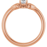 14K Gold Oval Natural White Sapphire Youth Heart Ring - Rose Gold - view 7