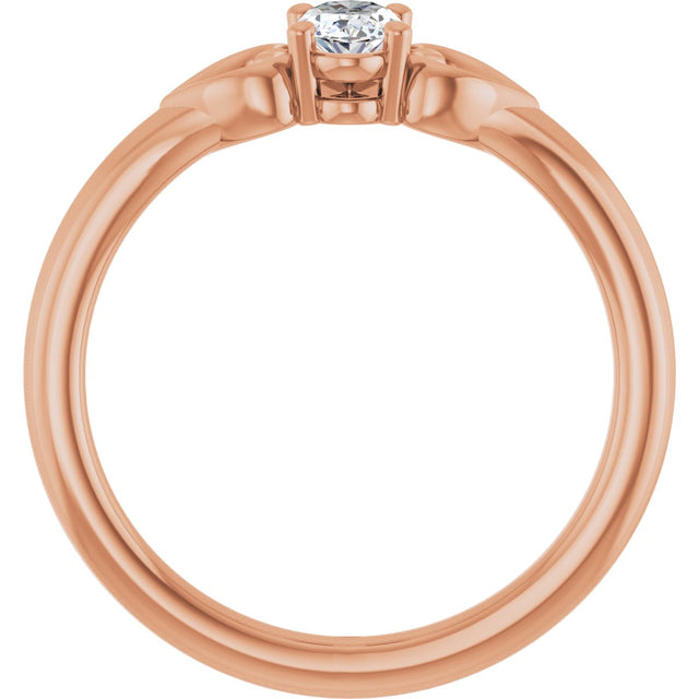14K Gold Oval Natural White Sapphire Youth Heart Ring - Rose Gold - view 7