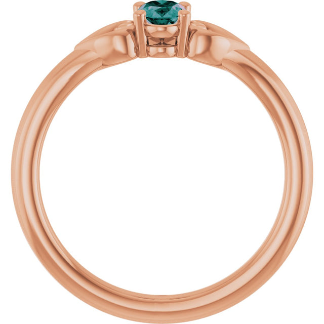 14K Gold Oval Lab-Grown Alexandrite Youth Heart Ring - Rose Gold - view 7