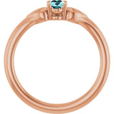 14K Gold Oval Natural Blue Zircon Youth Heart Ring - Rose Gold - view 7