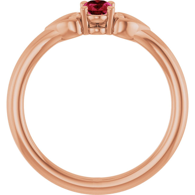 14K Gold Oval Lab-Grown Ruby Youth Heart Ring - Rose Gold - view 7