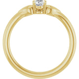 14K Gold Oval Natural White Sapphire Youth Heart Ring - Yellow Gold - view 7