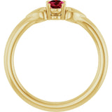 14K Gold Oval Lab-Grown Ruby Youth Heart Ring - Yellow Gold - view 7