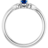Platinum Oval Lab-Grown Blue Sapphire Youth Heart Ring - view 7
