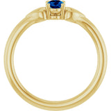 14K Gold Oval Natural Blue Sapphire Youth Heart Ring - Yellow Gold - view 7