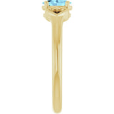 14K Gold Oval Natural Aquamarine Youth Heart Ring - Yellow Gold - view 9