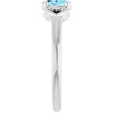 14K Gold Oval Natural Aquamarine Youth Heart Ring - White Gold - view 9