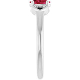 14K Gold Oval Lab-Grown Ruby Youth Heart Ring - White Gold - view 9