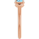 14K Gold Oval Natural Aquamarine Youth Heart Ring - Rose Gold - view 9