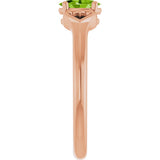 14K Gold Oval Natural Peridot Youth Heart Ring - Rose Gold - view 9
