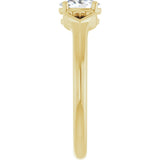 14K Gold Oval Natural White Sapphire Youth Heart Ring - Yellow Gold - view 9