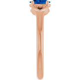 14K Gold Oval Natural Blue Sapphire Youth Heart Ring - Rose Gold - view 9