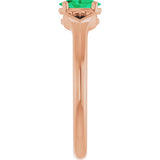 14K Gold Oval Lab-Grown Emerald Youth Heart Ring - Rose Gold - view 9
