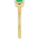 14K Gold Oval Lab-Grown Emerald Youth Heart Ring - Yellow Gold - view 9