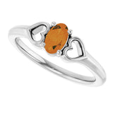 14K Gold Oval Natural Citrine Youth Heart Ring - White Gold - view 10