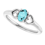 14K Gold Oval Natural Blue Zircon Youth Heart Ring - White Gold - view 10