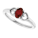 Platinum Oval Natural Mozambique Garnet Youth Heart Ring - view 10