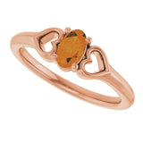14K Gold Oval Natural Citrine Youth Heart Ring - Rose Gold - view 10