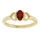14K Gold Oval Natural Mozambique Garnet Youth Heart Ring - Yellow Gold - view 8