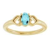 14K Gold Oval Natural Blue Zircon Youth Heart Ring - Yellow Gold - view 8