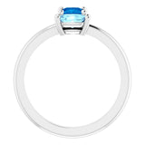 14K Gold Oval Natural Blue Sapphire & Natural Aquamarine Two-Stone Ring - White Gold - view 2