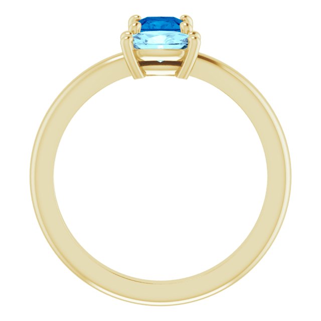14K Gold Oval Natural Blue Sapphire & Natural Aquamarine Two-Stone Ring - Yellow Gold - view 2
