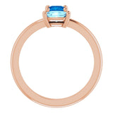 14K Gold Oval Natural Blue Sapphire & Natural Aquamarine Two-Stone Ring - Rose Gold - view 2
