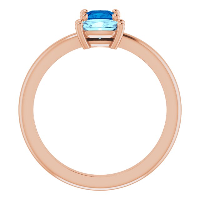 14K Gold Oval Natural Blue Sapphire & Natural Aquamarine Two-Stone Ring - Rose Gold - view 2