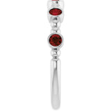 Platinum Round Natural Mozambique Garnet Stackable Bead Ring – 2.5mm Stones - view 9