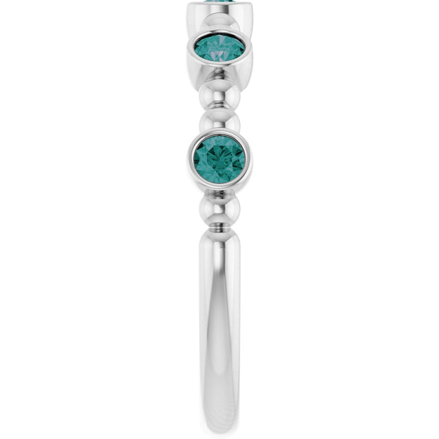 14K Gold Round Natural Alexandrite Stackable Bead Ring – 2.5mm Stones - White Gold - view 9