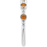 14K Gold Round Natural Citrine Stackable Bead Ring – 2.5mm Stones - White Gold - view 9