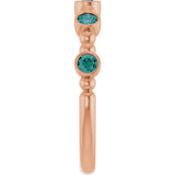14K Gold Round Lab-Grown Alexandrite Stackable Bead Ring - Rose Gold - view 9