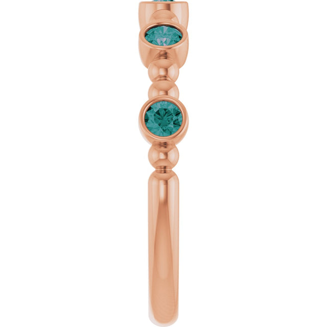 14K Gold Round Lab-Grown Alexandrite Stackable Bead Ring - Rose Gold - view 9