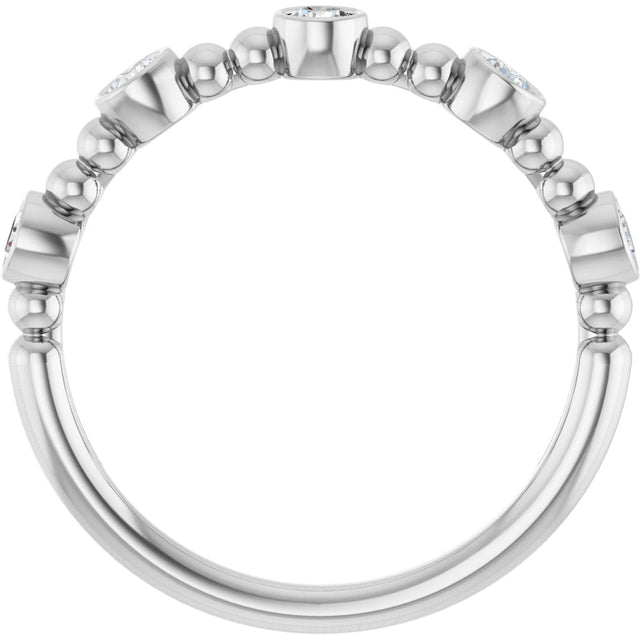 Platinum Round Natural Diamond Stackable Bead Ring – 2.5mm Stones - view 7