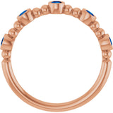 14K Gold Round Natural Blue Sapphire Stackable Bead Ring – 2.5mm Stones - Rose Gold - view 7