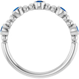 14K Gold Round Lab-Grown Blue Sapphire Stackable Bead Ring - White Gold - view 7