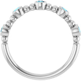 Platinum Round Natural Aquamarine Stackable Bead Ring – 2.5mm Stones - view 7