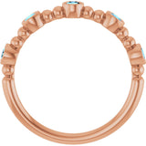 14K Gold Round Natural Aquamarine Stackable Bead Ring – 2.5mm Stones - Rose Gold - view 7