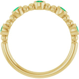 14K Gold Round Lab-Grown Emerald Stackable Bead Ring – 2.5mm Stones - Yellow Gold - view 7