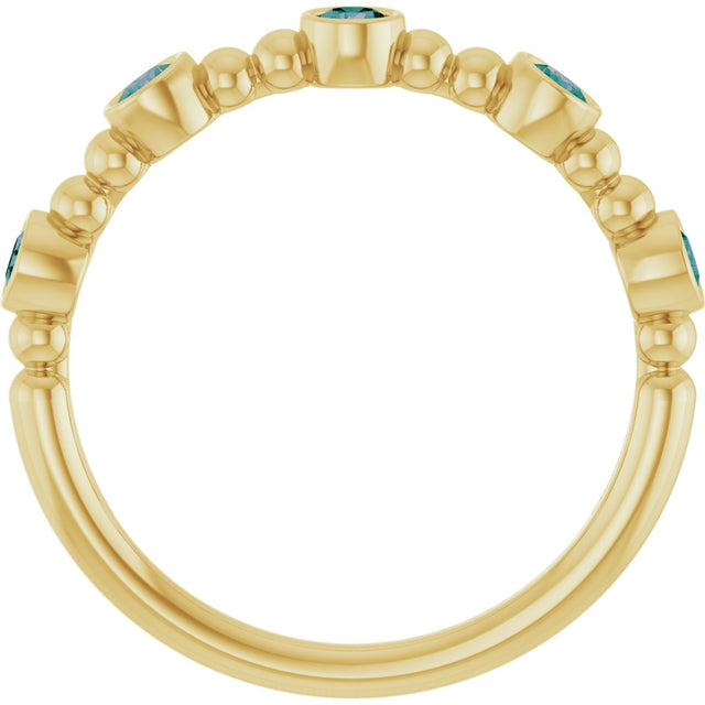 14K Gold Round Lab-Grown Alexandrite Stackable Bead Ring - Yellow Gold - view 7