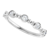 Platinum Round Natural Diamond Stackable Bead Ring – 2.5mm Stones - view 10