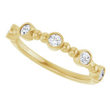 14K Gold Round Natural Diamond Stackable Bead Ring – 2.5mm Stones - Yellow Gold - view 10