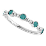 Platinum Round Lab-Grown Alexandrite Stackable Bead Ring - view 10