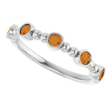 Platinum Round Natural Citrine Stackable Bead Ring – 2.5mm Stones - view 10