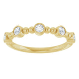 14K Gold Round Natural Diamond Stackable Bead Ring – 2.5mm Stones - Yellow Gold - view 8