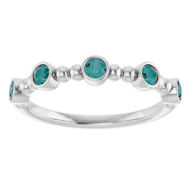 14K Gold Round Lab-Grown Alexandrite Stackable Bead Ring - White Gold - view 8