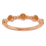 14K Gold Round Natural Citrine Stackable Bead Ring – 2.5mm Stones - Rose Gold - view 8