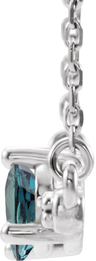 14K Gold Pear Lab-Grown Alexandrite Accented Bar Necklace - White Gold - view 4