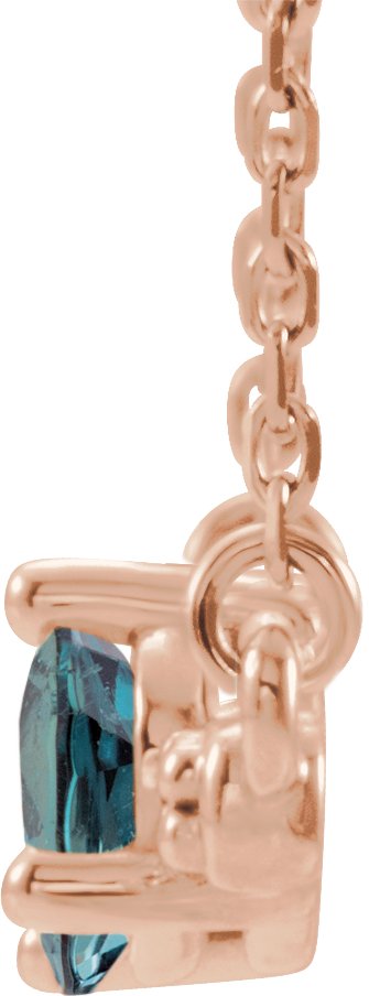 14K Gold Pear Lab-Grown Alexandrite Accented Bar Necklace - Rose Gold - view 4
